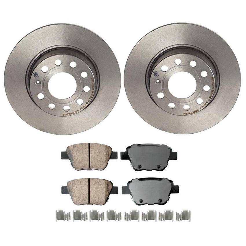 Audi VW Disc Brake Pad and Rotor Kit - Rear (272mm) (Ceramic) (EURO) 5Q0615601D - Akebono Euro Ultra-Premium 4119640KIT